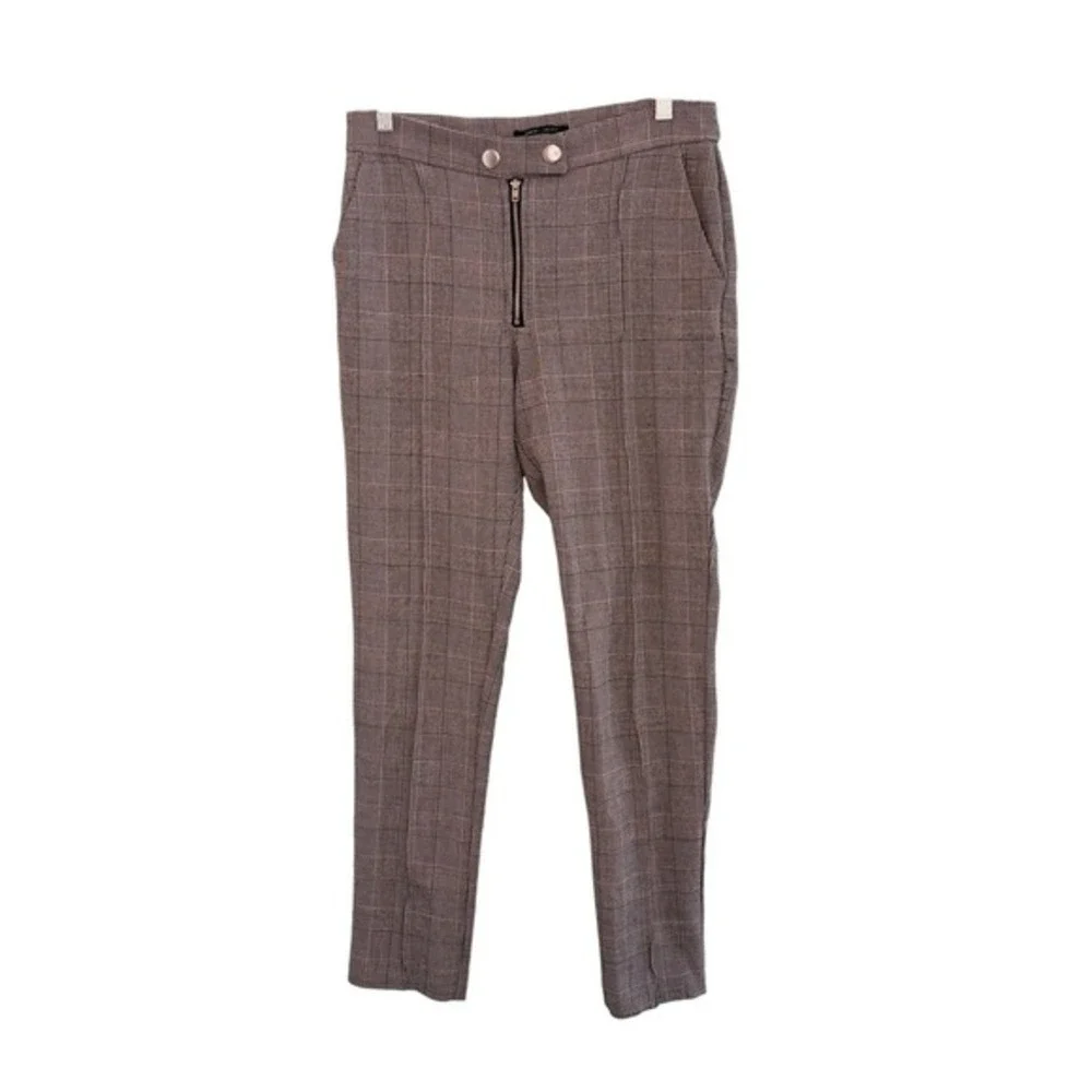 Romeo &‎ Juliet Couture Houndstooth Print Pants Black White Plaid Stretch Knit M